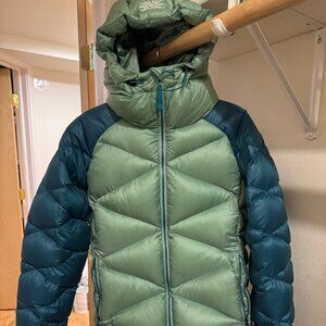 Lightweight Two-Tone Puffer Jacket - Green/Teal